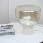 Classic American Cone Glass Table Lamp Dimmable Luxury Bedside Living Room — Cognac Smoke Grey