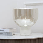 Classic American Cone Glass Table Lamp Dimmable Luxury Bedside Living Room — Cognac Smoke Grey