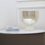 Classic American Cone Glass Table Lamp Dimmable Luxury Bedside Living Room — Cognac Smoke Grey