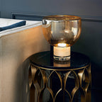 Classic American Cone Glass Table Lamp Dimmable Luxury Bedside Living Room — Cognac Smoke Grey