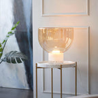 Classic American Cone Glass Table Lamp Dimmable Luxury Bedside Living Room — Cognac Smoke Grey