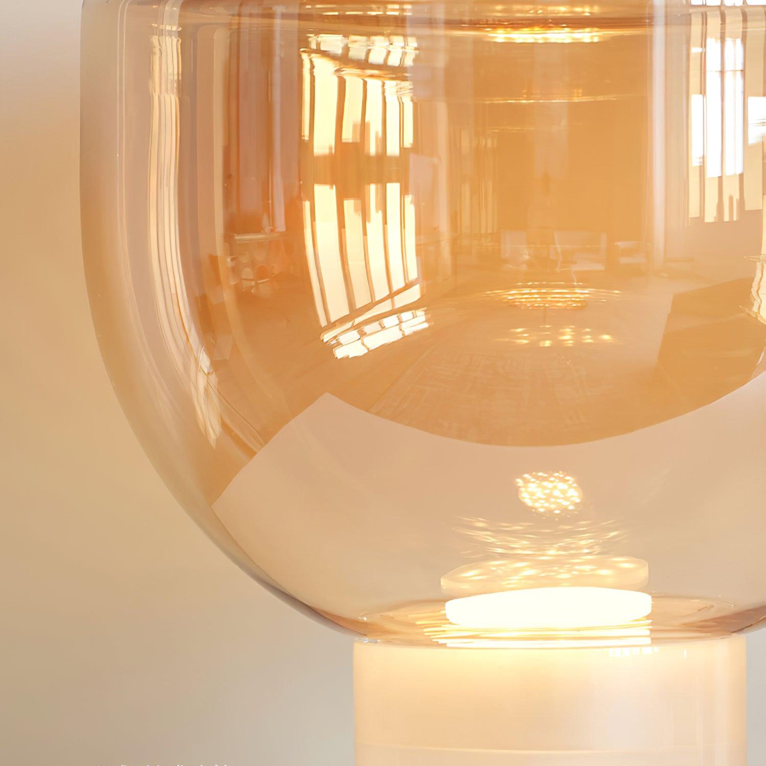 Classic American Cone Glass Table Lamp Dimmable Luxury Bedside Living Room — Cognac Smoke Grey