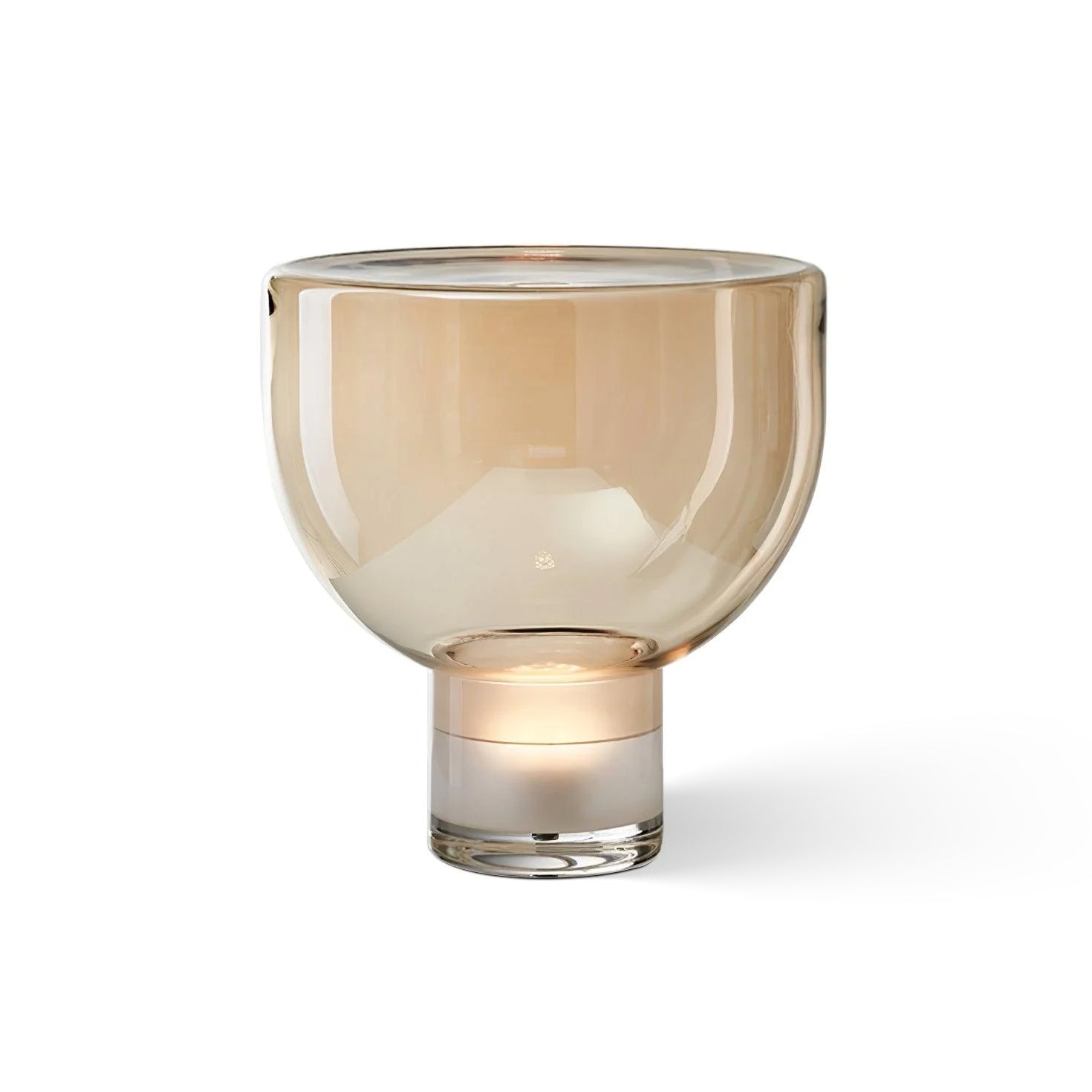 Classic American Cone Glass Table Lamp Dimmable Luxury Bedside Living Room — Cognac Smoke Grey