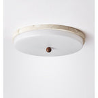 Travertine Orb Stone Flush Mount Ceiling Lamp Natural Yellow Travertine Bedroom Dining — 11 to 19 Inch