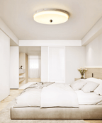 Travertine Orb Stone Flush Mount Ceiling Lamp Natural Yellow Travertine Bedroom Dining — 11 to 19 Inch
