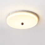 Travertine Orb Stone Flush Mount Ceiling Lamp Natural Yellow Travertine Bedroom Dining — 11 to 19 Inch