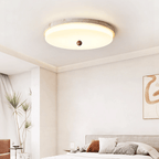 Travertine Orb Stone Flush Mount Ceiling Lamp Natural Yellow Travertine Bedroom Dining — 11 to 19 Inch