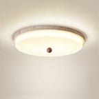Travertine Orb Stone Flush Mount Ceiling Lamp Natural Yellow Travertine Bedroom Dining — 11 to 19 Inch