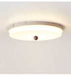 Travertine Orb Stone Flush Mount Ceiling Lamp Natural Yellow Travertine Bedroom Dining — 11 to 19 Inch