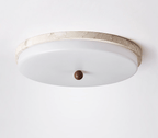Travertine Orb Stone Flush Mount Ceiling Lamp Natural Yellow Travertine Bedroom Dining — 11 to 19 Inch