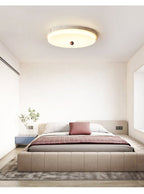 Travertine Orb Stone Flush Mount Ceiling Lamp Natural Yellow Travertine Bedroom Dining — 11 to 19 Inch