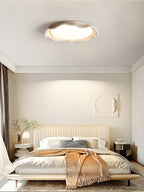 Aera Microcement Flush Mount Ceiling Light Dimmable Bedroom Dining Room — Gray Beige White 19 Inch