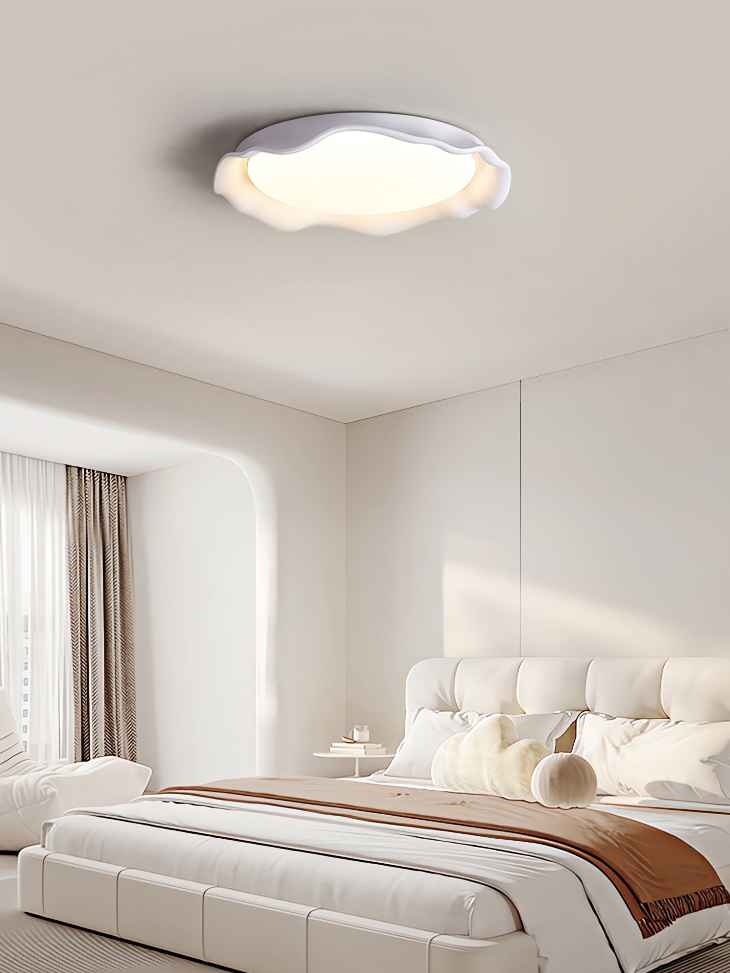 Aera Microcement Flush Mount Ceiling Light Dimmable Bedroom Dining Room — Gray Beige White 19 Inch