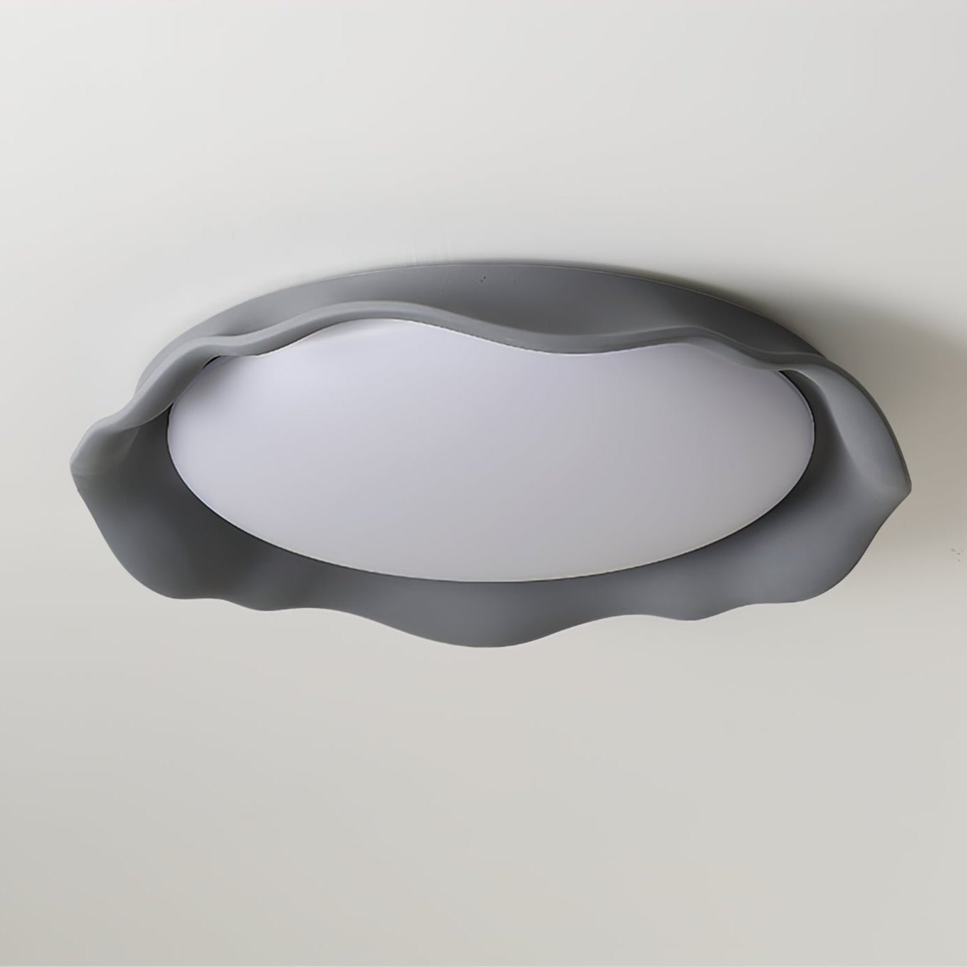 Aera Microcement Flush Mount Ceiling Light Dimmable Bedroom Dining Room — Gray Beige White 19 Inch