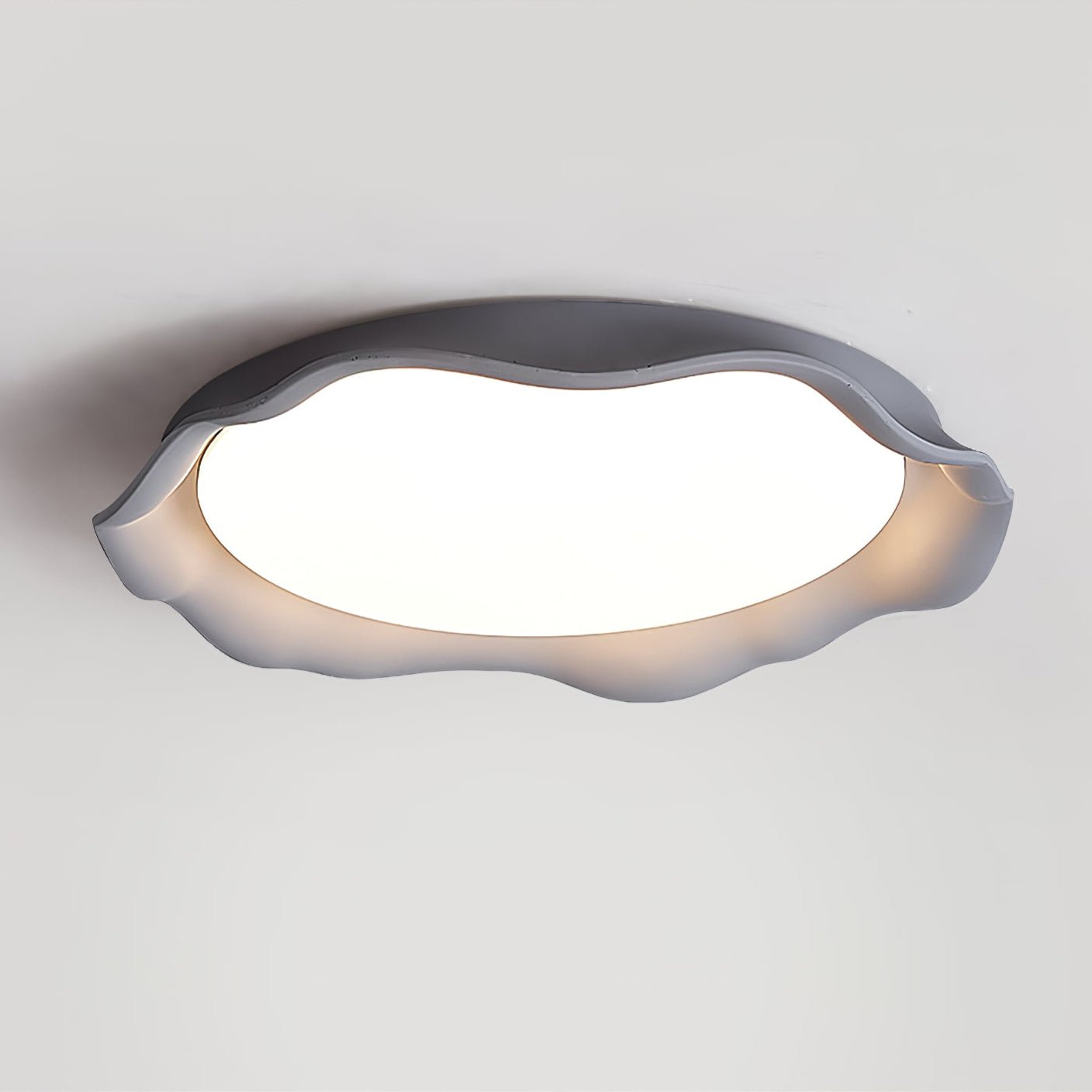 Aera Microcement Flush Mount Ceiling Light Dimmable Bedroom Dining Room — Gray Beige White 19 Inch