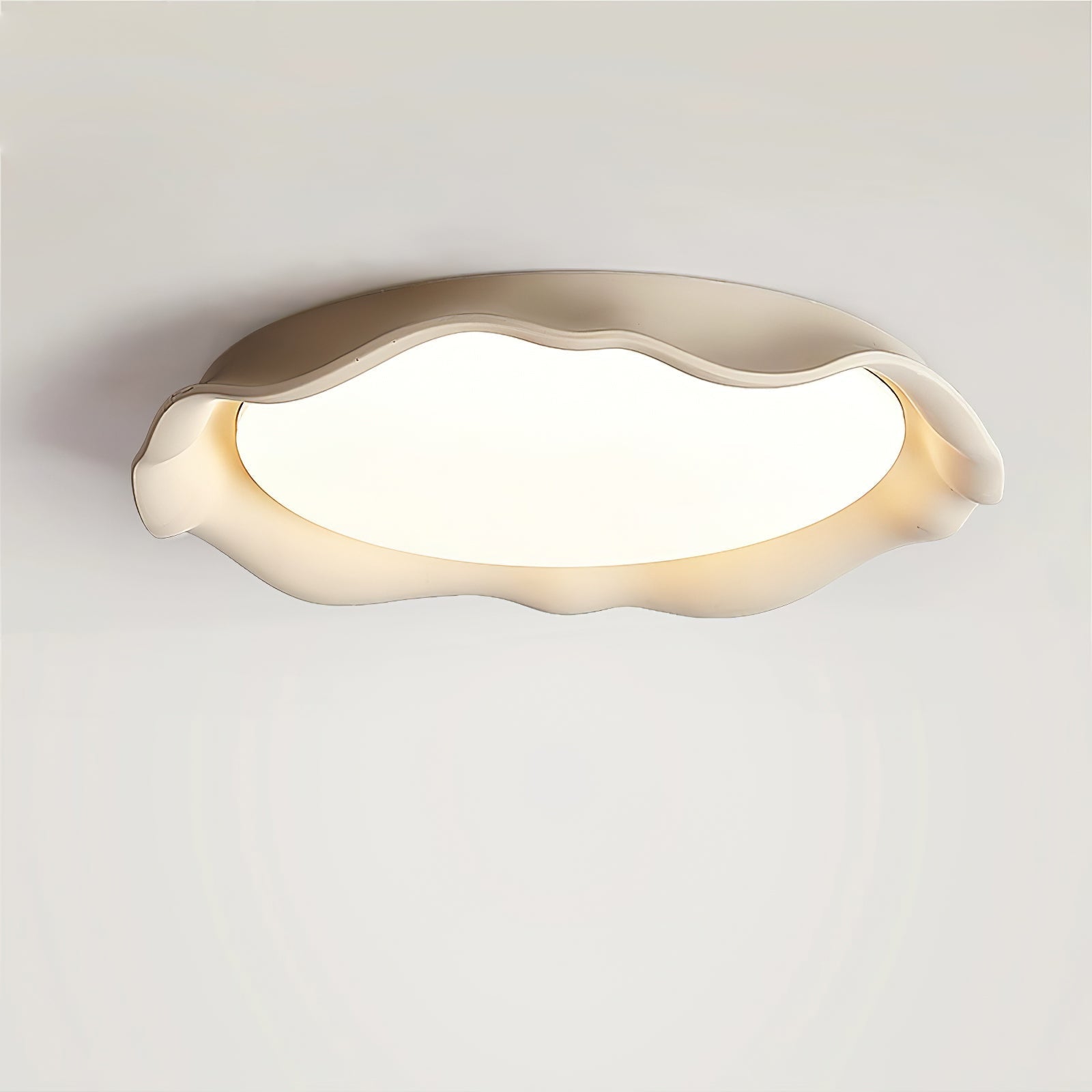 Aera Microcement Flush Mount Ceiling Light Dimmable Bedroom Dining Room — Gray Beige White 19 Inch