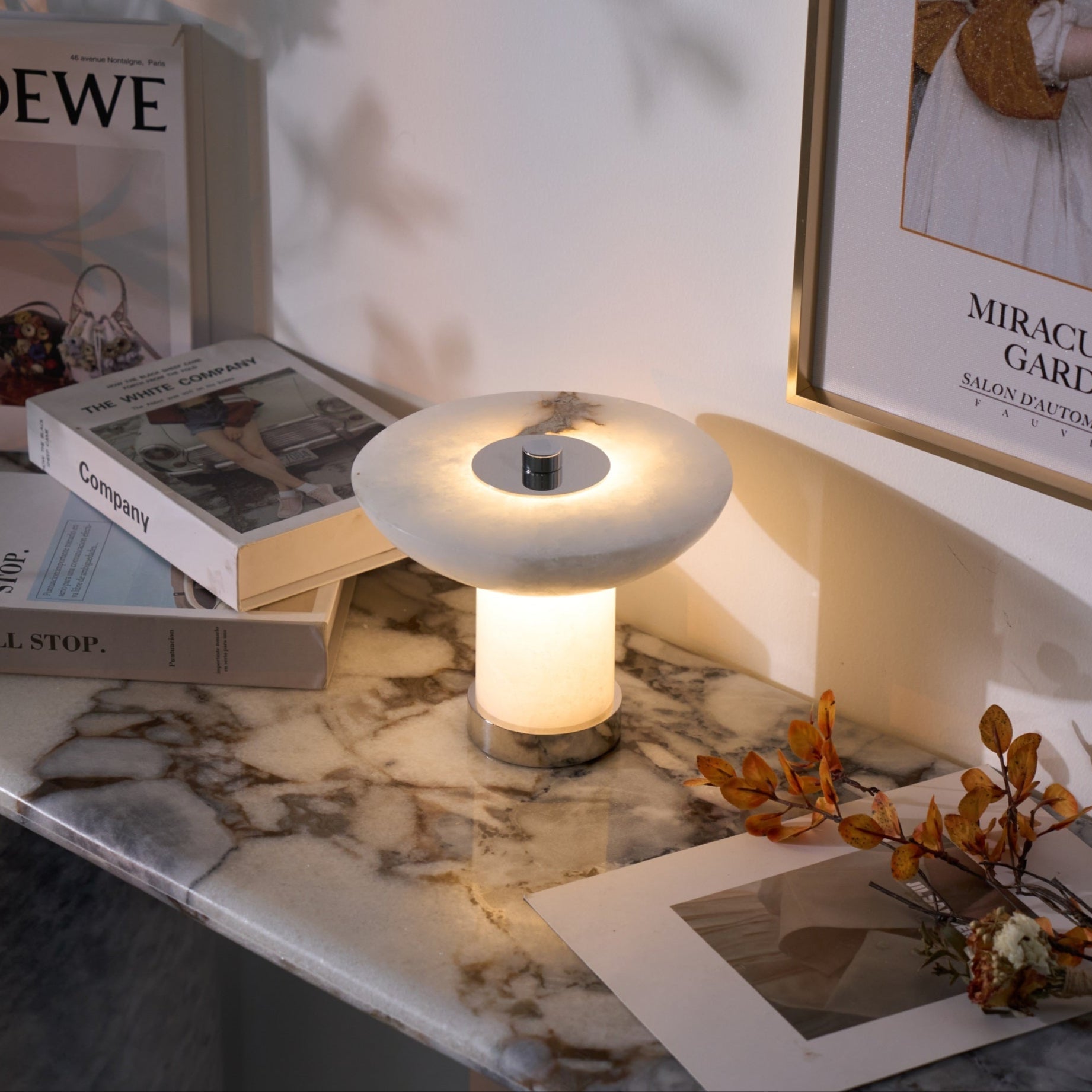 Rechargeable Alabaster LED Table Lamp Cordless