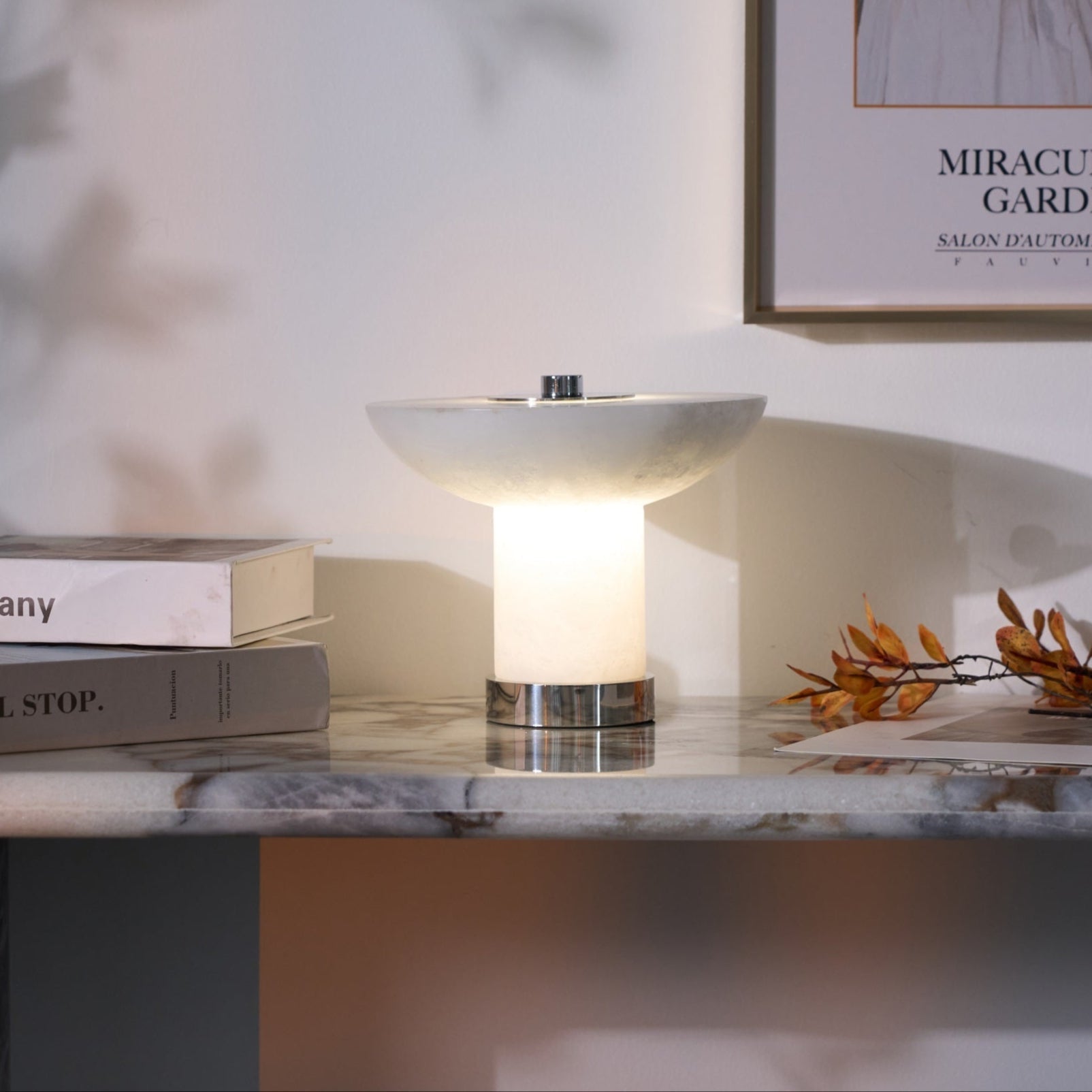 Rechargeable Alabaster LED Table Lamp Cordless