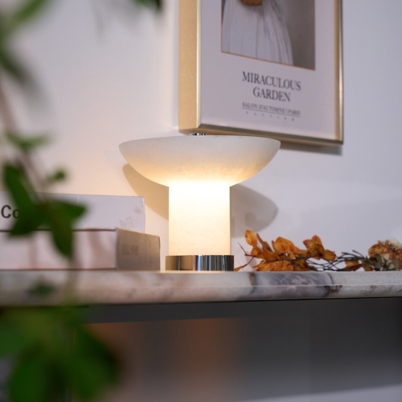 Rechargeable Alabaster LED Table Lamp Cordless