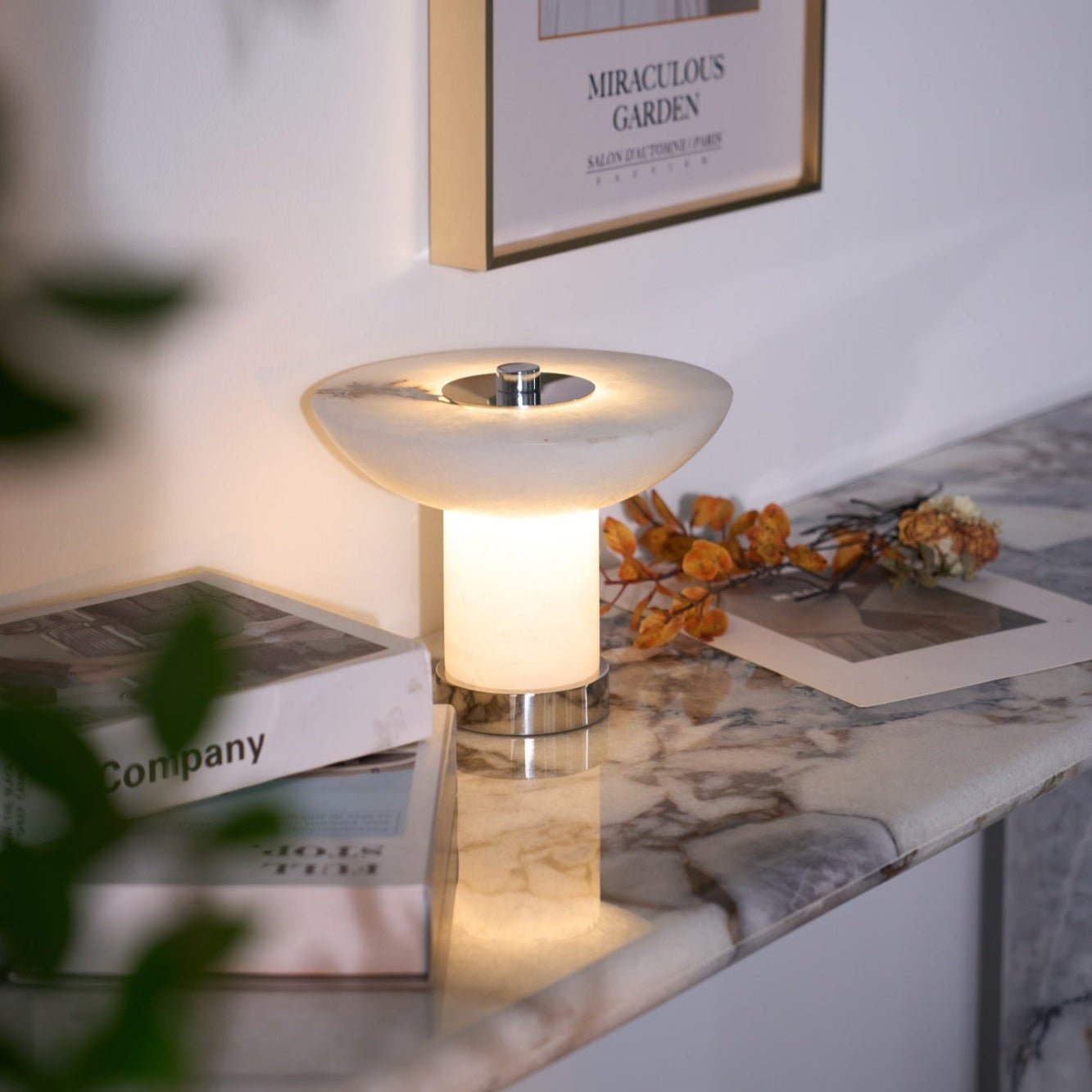 Rechargeable Alabaster LED Table Lamp Cordless