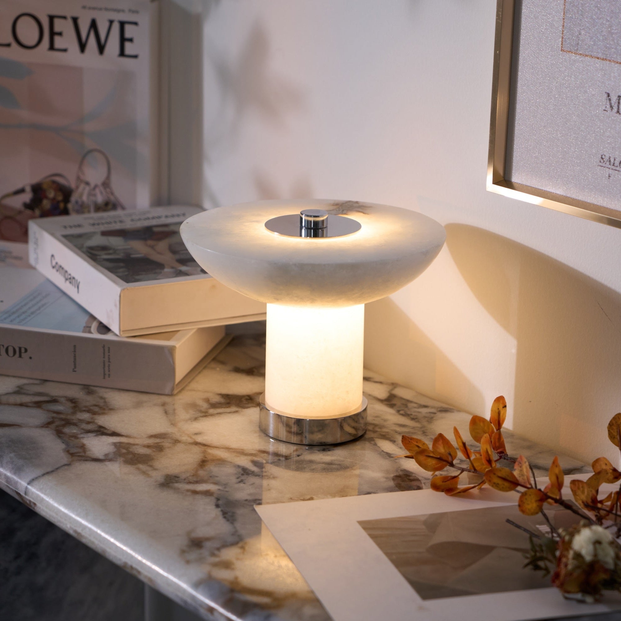 Rechargeable Alabaster LED Table Lamp Cordless
