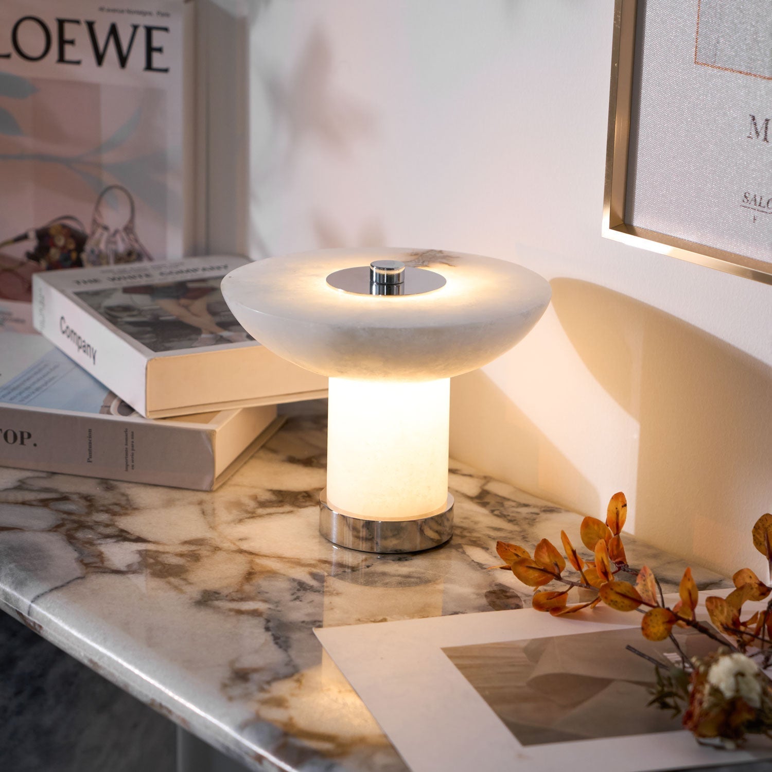 Rechargeable Alabaster LED Table Lamp Cordless