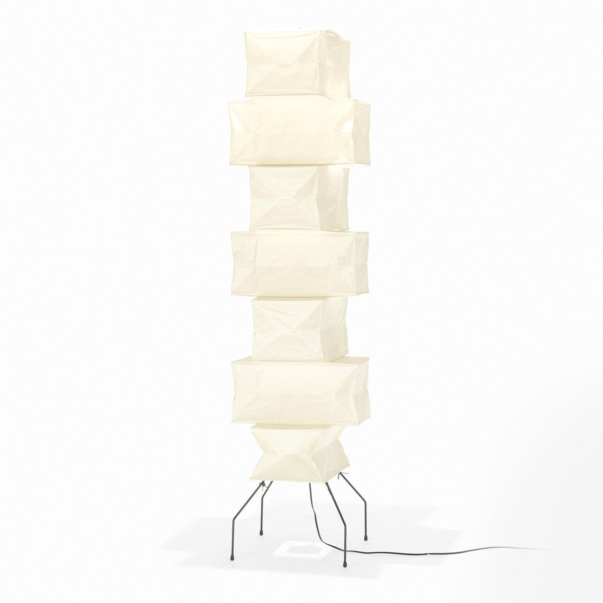 Decolune Sora Stacked Rice Paper Floor Lamp Black & White