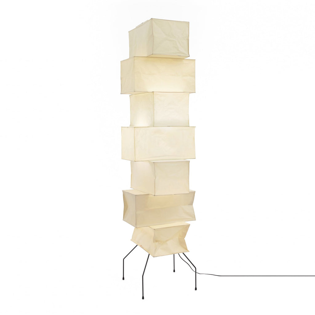 Decolune Sora Stacked Rice Paper Floor Lamp Black & White