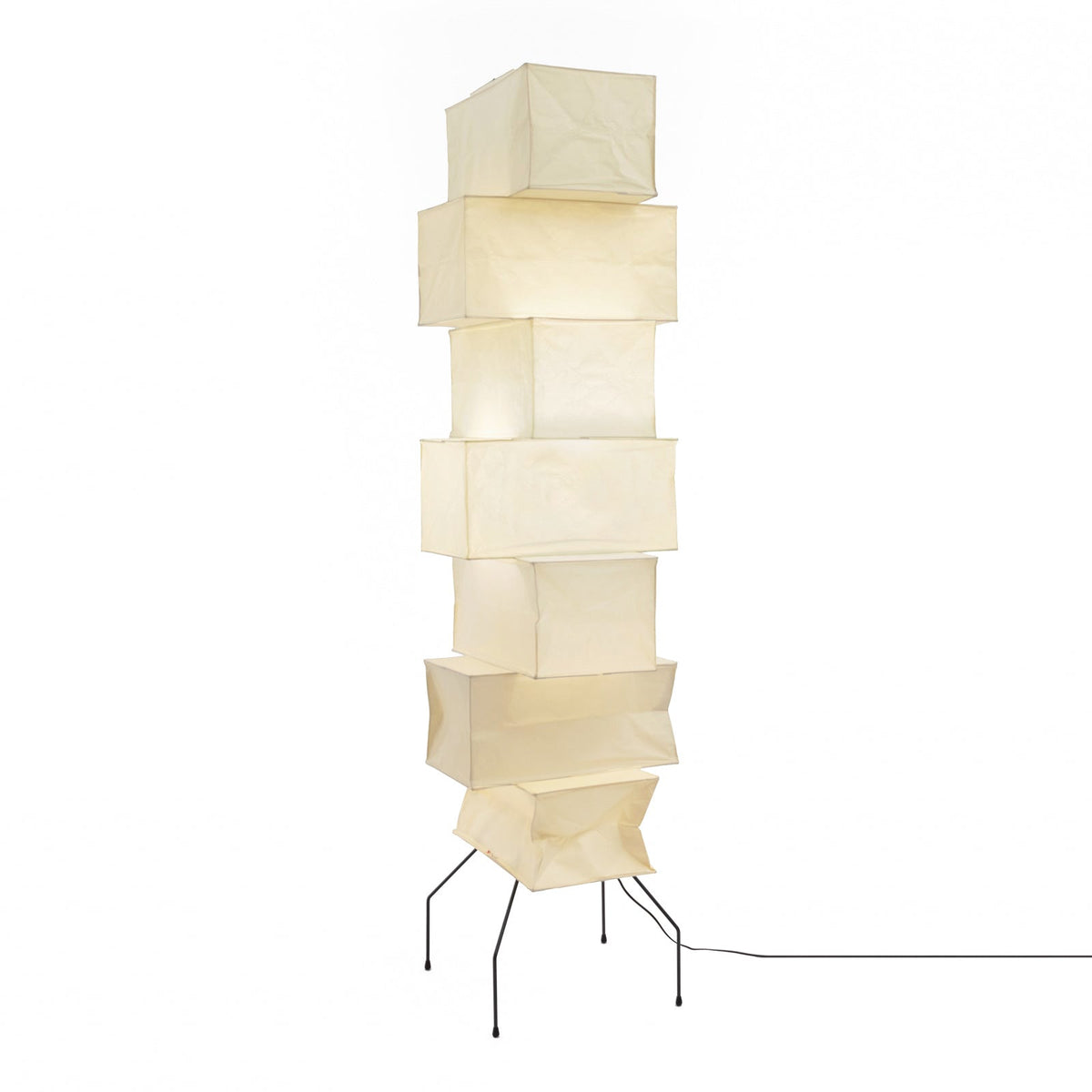 Decolune Sora Stacked Rice Paper Floor Lamp Black & White