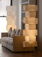 Decolune Sora Stacked Rice Paper Floor Lamp Black & White