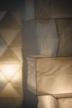 Decolune Sora Stacked Rice Paper Floor Lamp Black & White