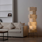 Decolune Sora Stacked Rice Paper Floor Lamp Black & White