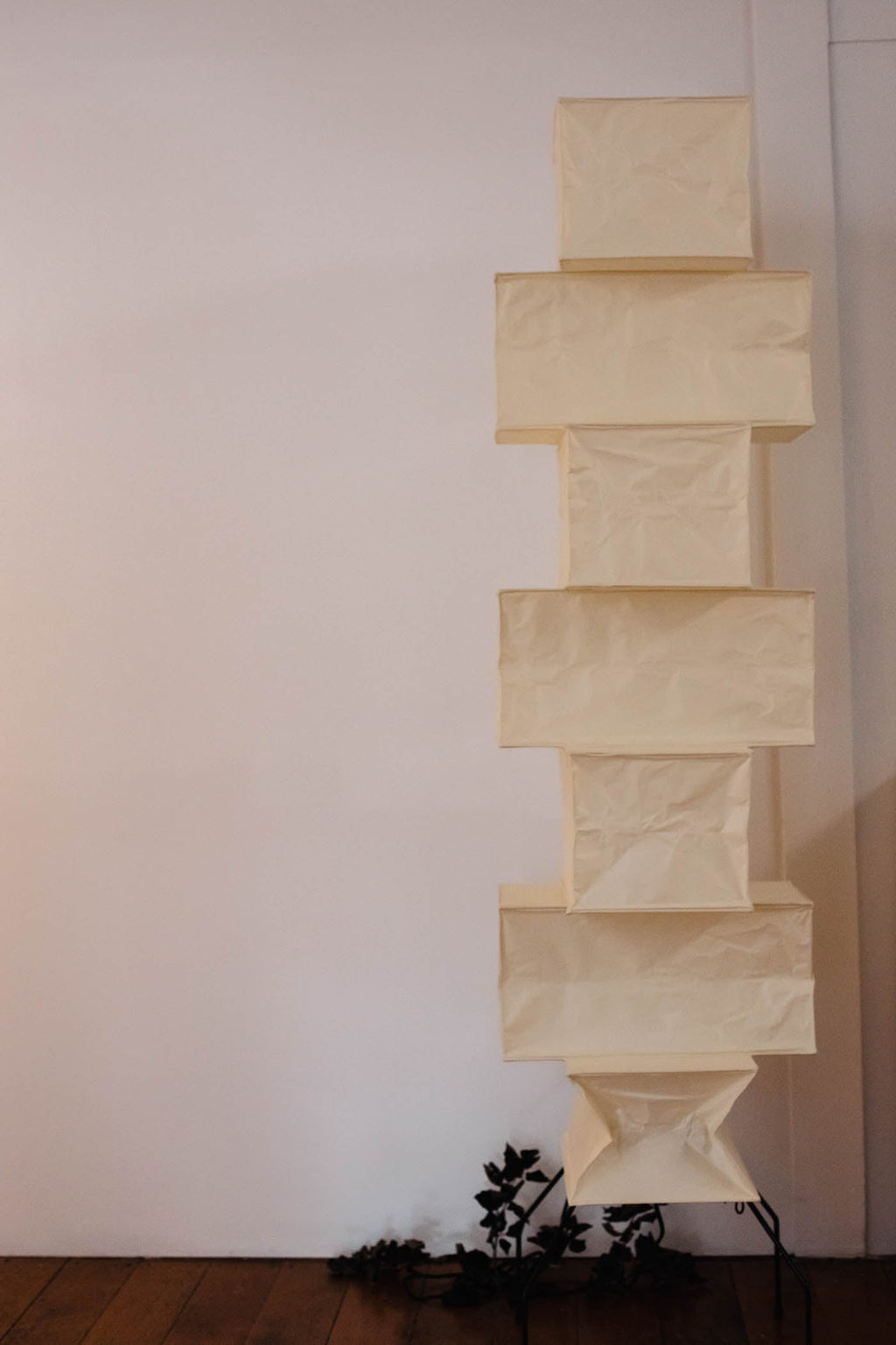 Decolune Sora Stacked Rice Paper Floor Lamp Black & White