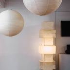 Decolune Sora Stacked Rice Paper Floor Lamp Black & White