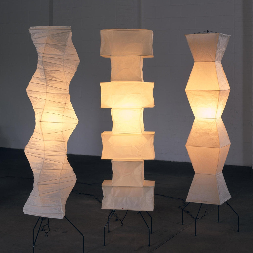 Decolune Sora Stacked Rice Paper Floor Lamp Black & White