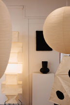 Decolune Sora Stacked Rice Paper Floor Lamp Black & White