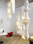 Decolune Sora Stacked Rice Paper Floor Lamp Black & White