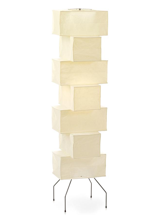 Decolune Sora Stacked Rice Paper Floor Lamp Black & White