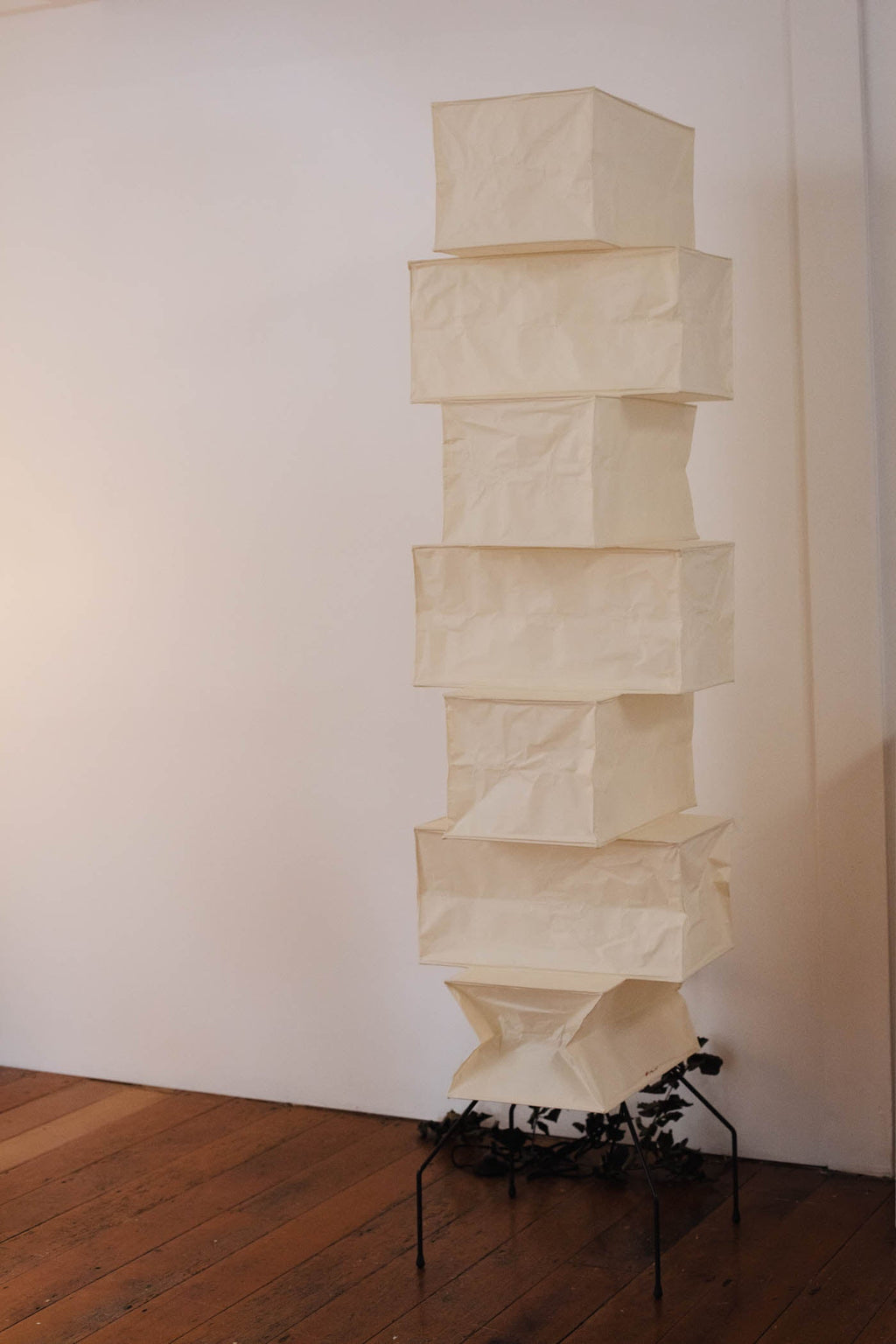 Decolune Sora Stacked Rice Paper Floor Lamp Black & White