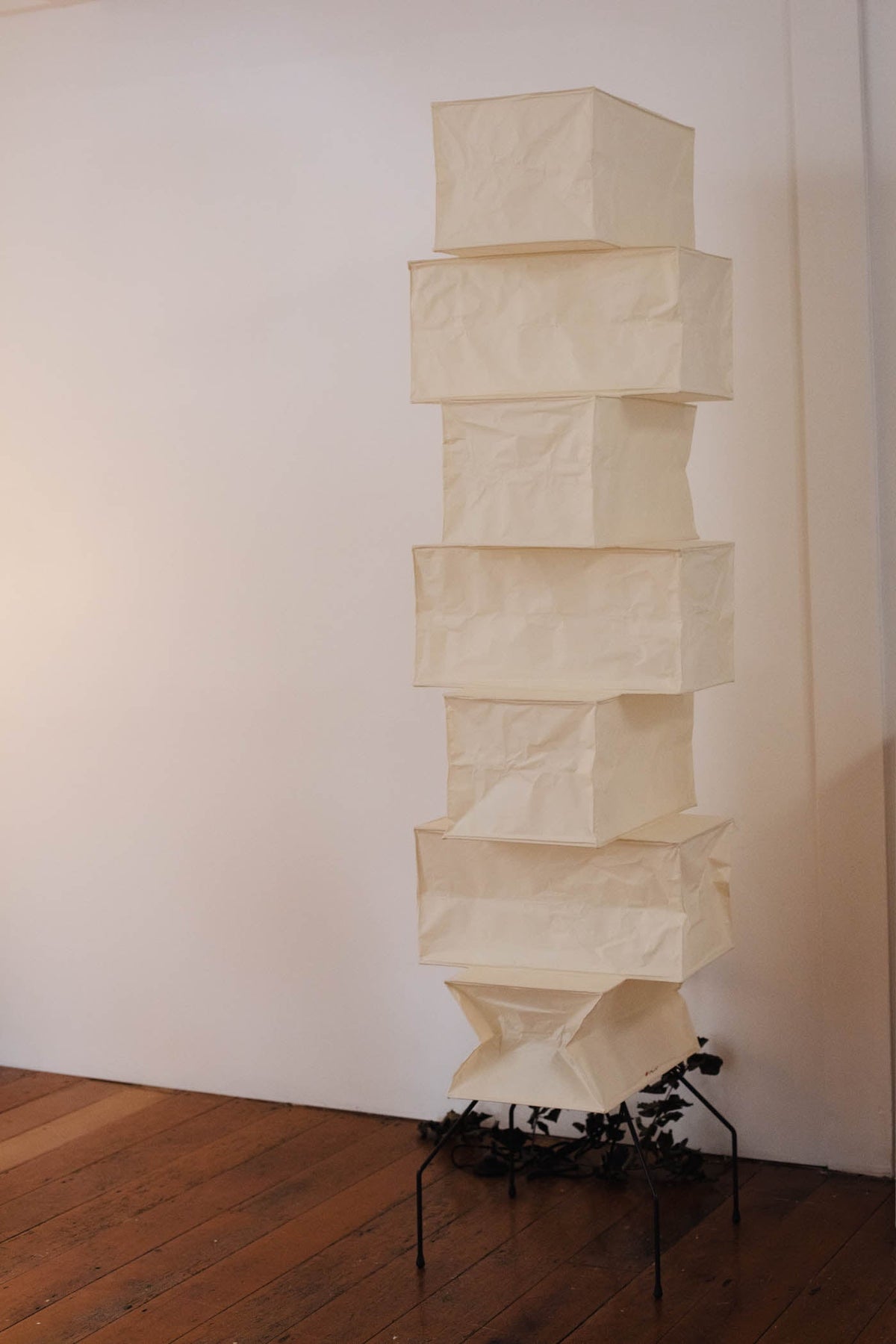 Decolune Sora Stacked Rice Paper Floor Lamp Black & White