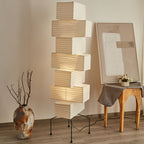 Decolune Sora Stacked Rice Paper Floor Lamp Black & White