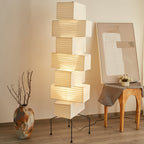 Decolune Sora Stacked Rice Paper Floor Lamp Black & White