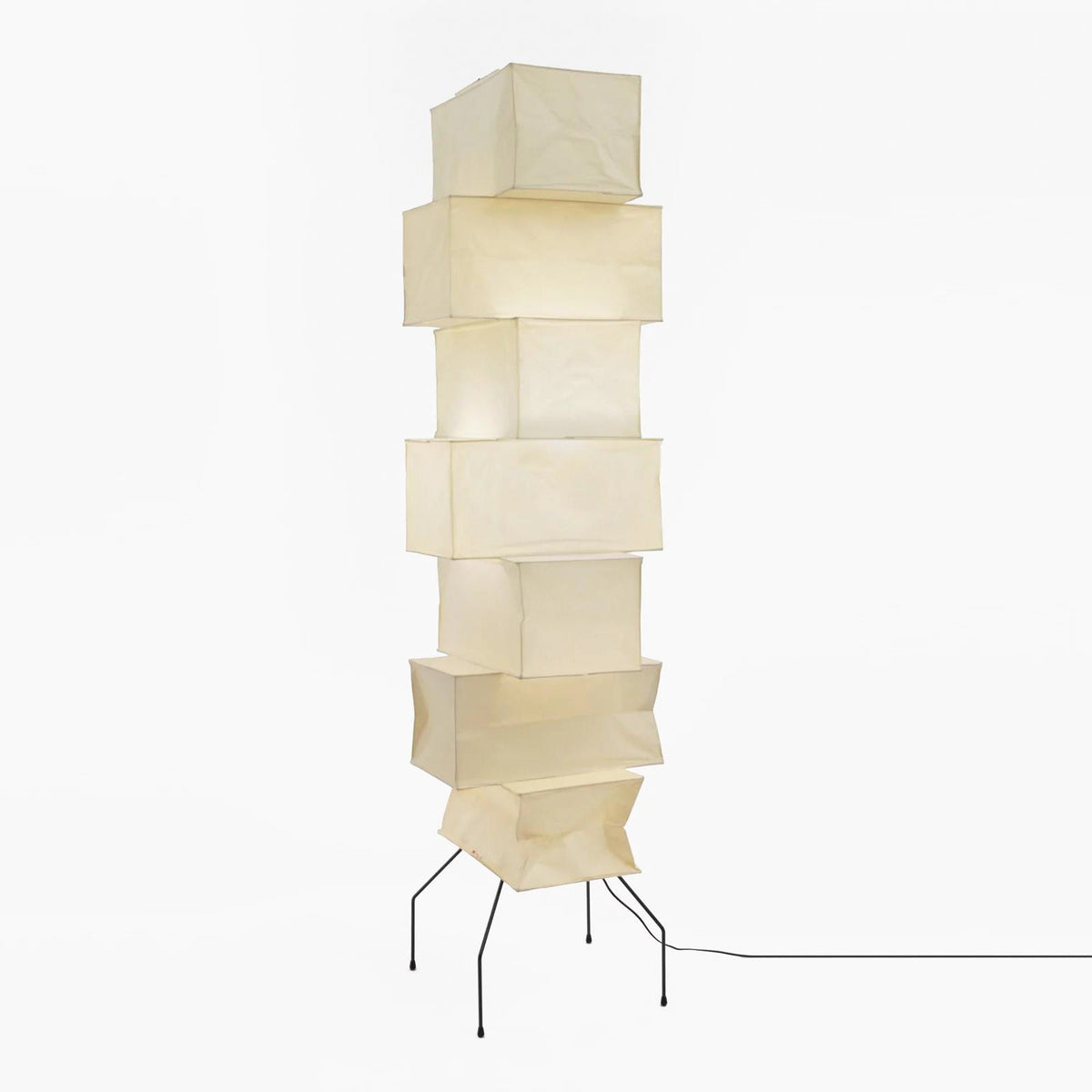 Decolune Sora Stacked Rice Paper Floor Lamp Black & White