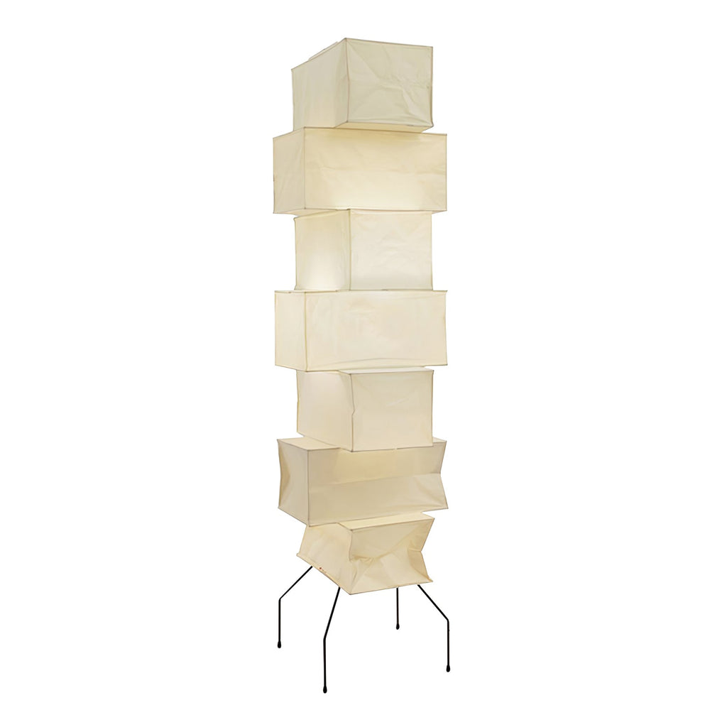 Decolune Sora Stacked Rice Paper Floor Lamp Black & White