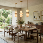 Alabaster Totem Pendant Lamp Stacked Natural Stone LED Warm White Dining Room Bedroom — 5 Configurations