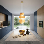Alabaster Totem Pendant Lamp Stacked Natural Stone LED Warm White Dining Room Bedroom — 5 Configurations