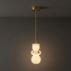 Alabaster Totem Pendant Lamp Stacked Natural Stone LED Warm White Dining Room Bedroom — 5 Configurations