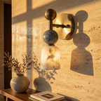 Flume Alabaster Wall Lamp Natural Stone LED Elongated Form Bedroom Living Room — 3 Size Options