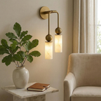 Harlin Alabaster Wall Lamp Brass Black Nickel Hallway Bedroom Bathroom — 1 to 2 Heads