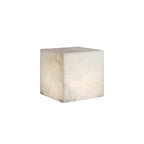 Alabaster Cubic Table Lamp Spanish Natural Stone Integrated LED Warm Light Bedside Living Room — 3 Sizes